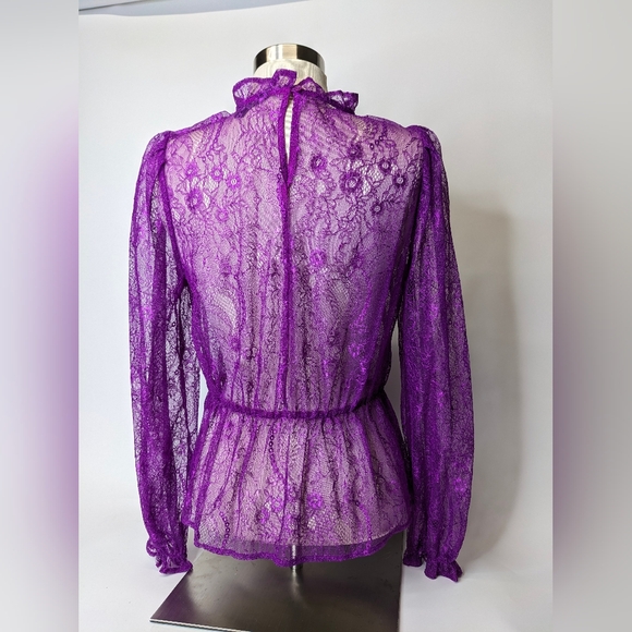 Banana Republic Lace Fuchsia Blouse Size S - Picture 4 of 7